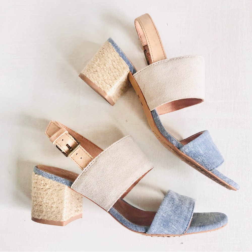 Toms Two-Tone Blue and Beige Slingback Sandals